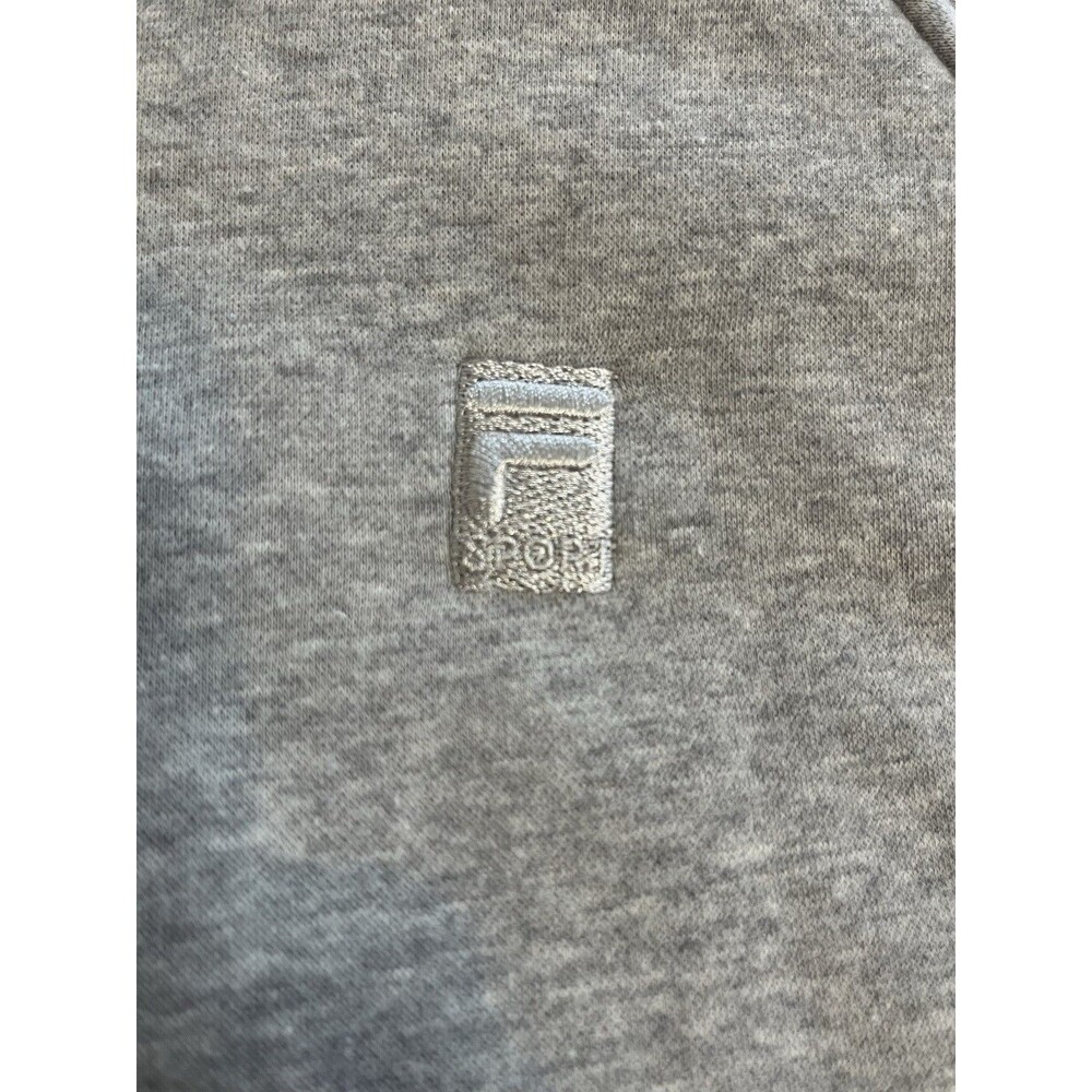 FILA Fleece Pullover Hoodie Mens XL Gray Long Sleeve Logo Sweatshirt
